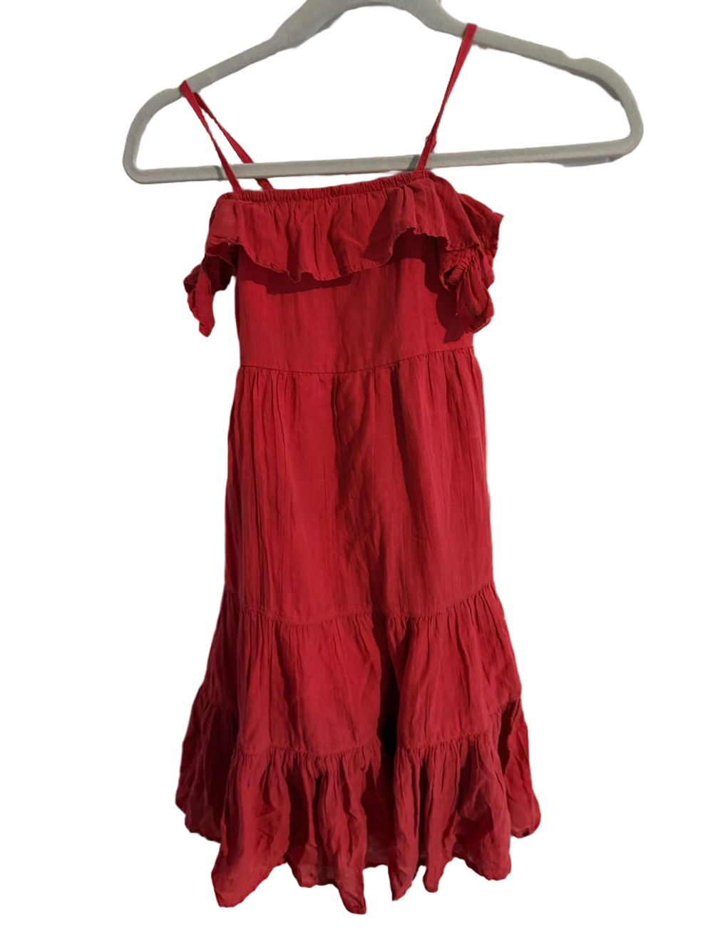 Abercrombie Kids Girls Red Ruffle Tiered Maxi Dress Size 5/6
